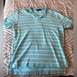 Polo by Ralph Lauren Men's Aqua Striped Polo Shirt